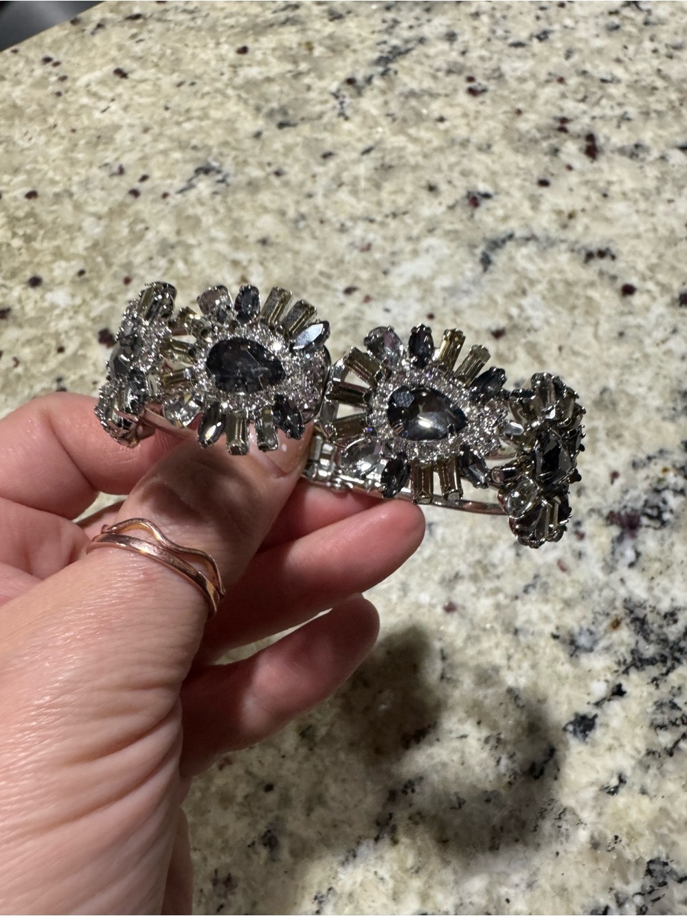 Crystal Embellished Silver-Tone Bracelet
